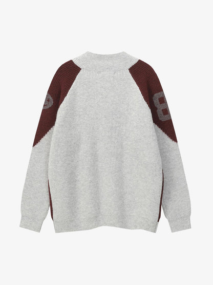 Stylish Contrast Panel Zip-Up Sweater for Casual and Sporty Looks 
