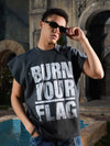 Supermade Distressed Ripped "Burn Your Flag" Sleeveless T-Shirt 