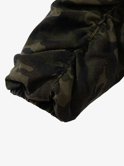 Camouflage Hooded Jacket with Distressed Details and Toggle Closure 
