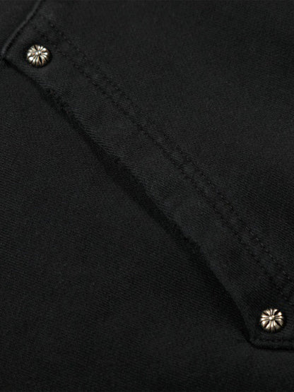 Distressed "23" Patch Zip Up Hoodie 