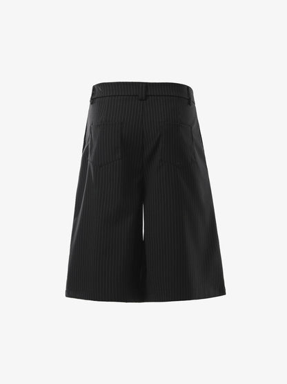 Pinstripe Double-Breasted Pleated Shorts 