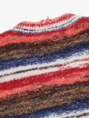 Frayed Edge Striped V Neck Knit Vest 
