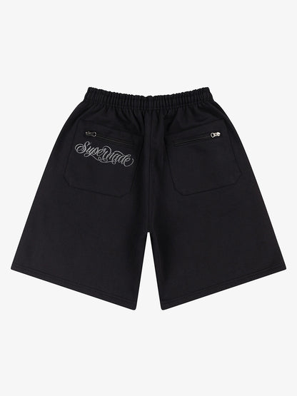 Zip Pocket Embroidered Shorts