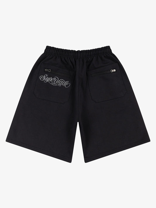 Zip Pocket Embroidered Shorts