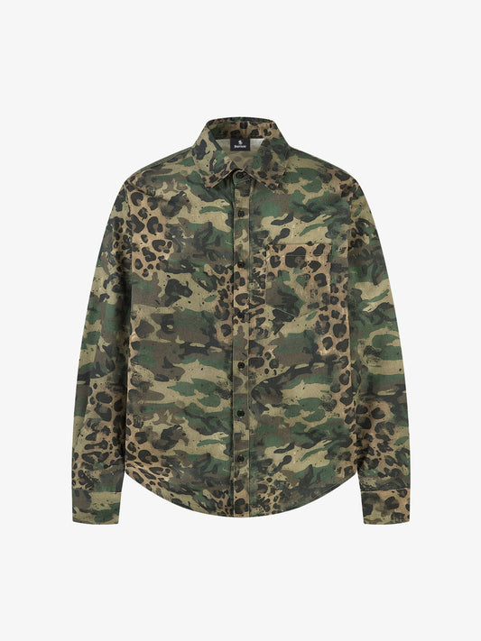 Cotton Camouflage Print Long Sleeve Shirt for Men - Casual Outdoor Style 