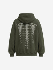 Skeleton Bone Graphic Distressed Hoodie