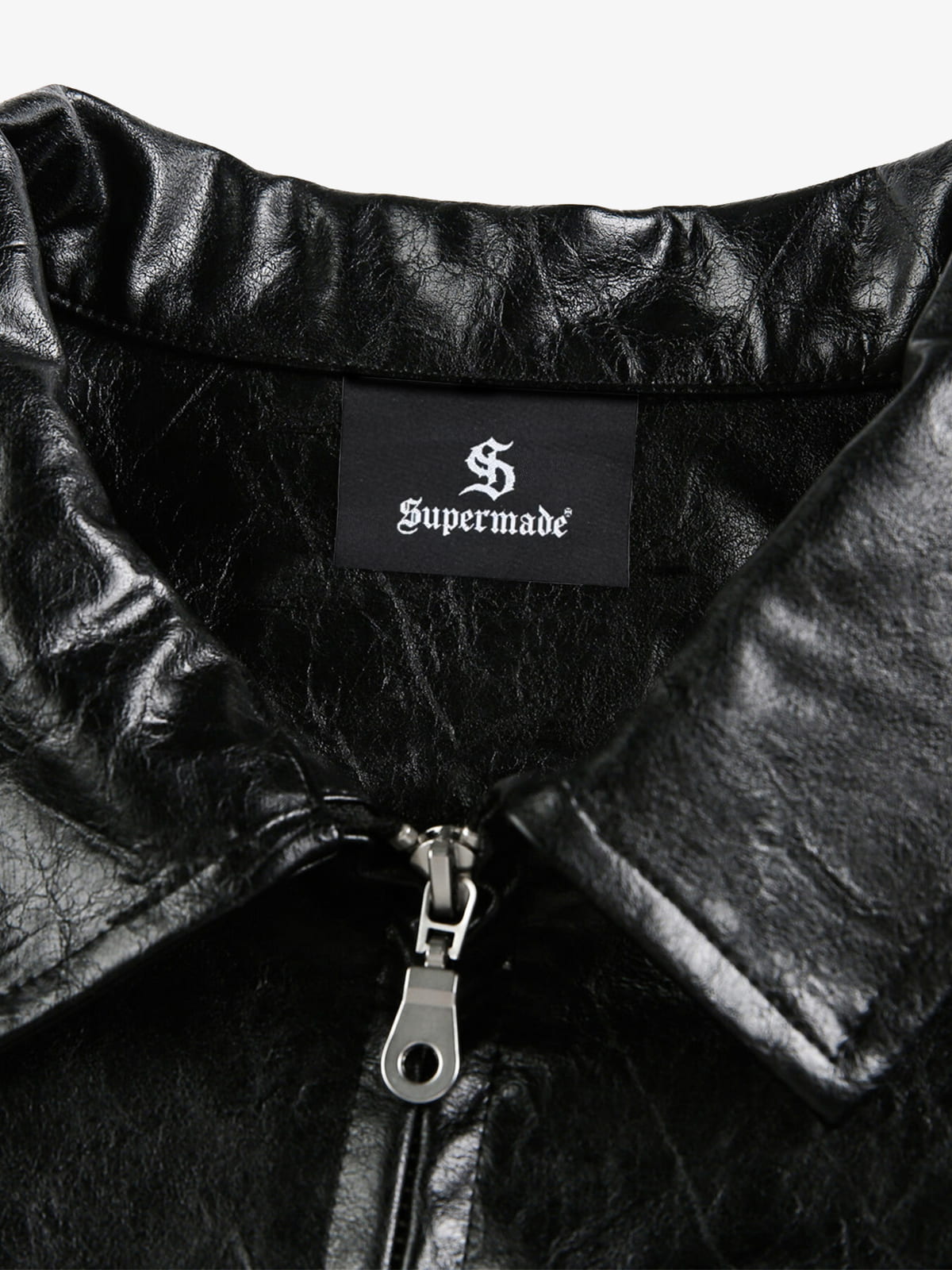 Vintage Street Portrait Print PU Leather Jacket 