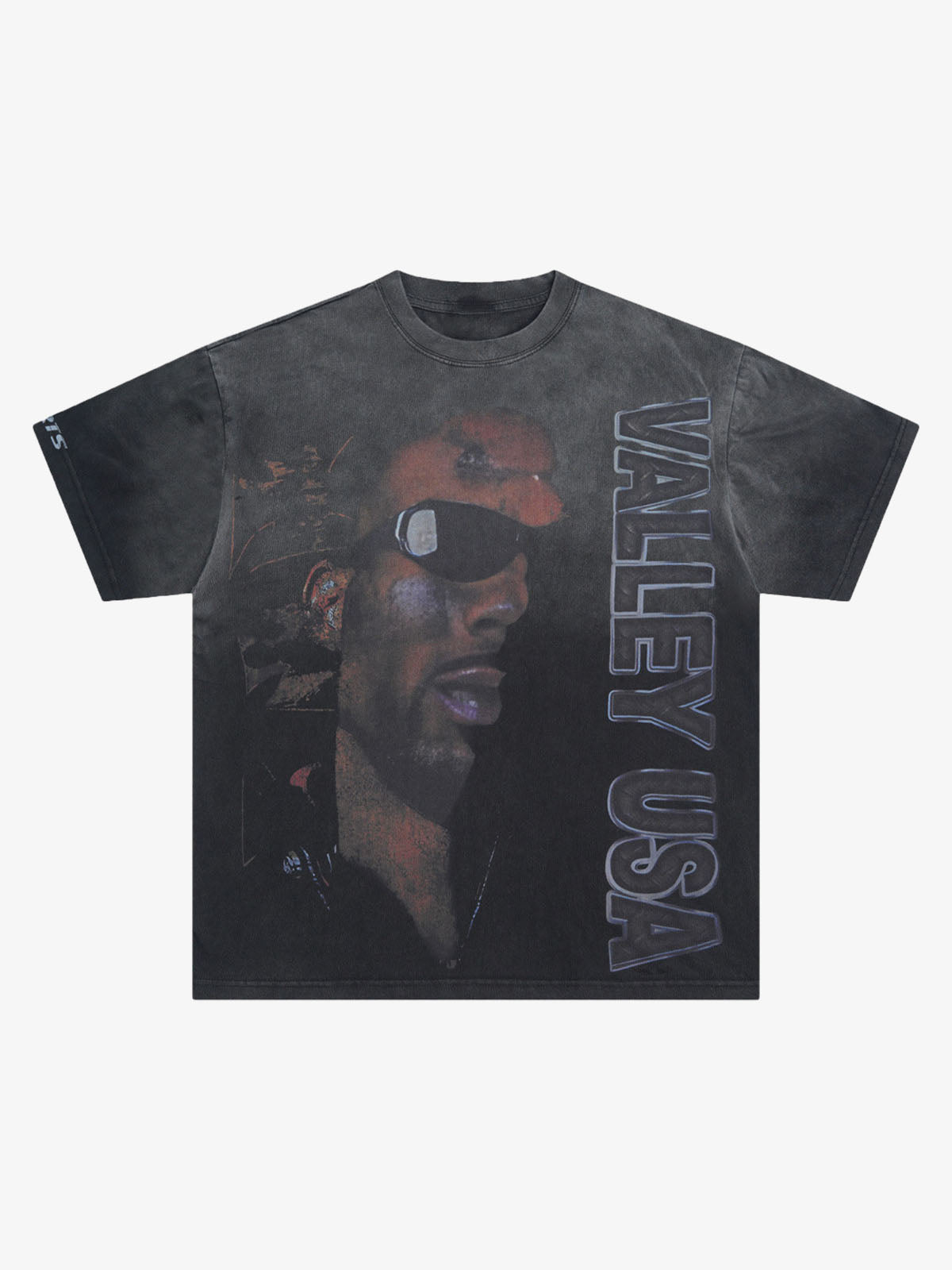 Heavy Washed Rap Music Festival Printed T-shirt 