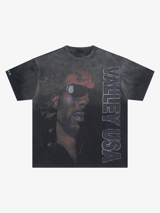 Heavy Washed Rap Music Festival Printed T-shirt 