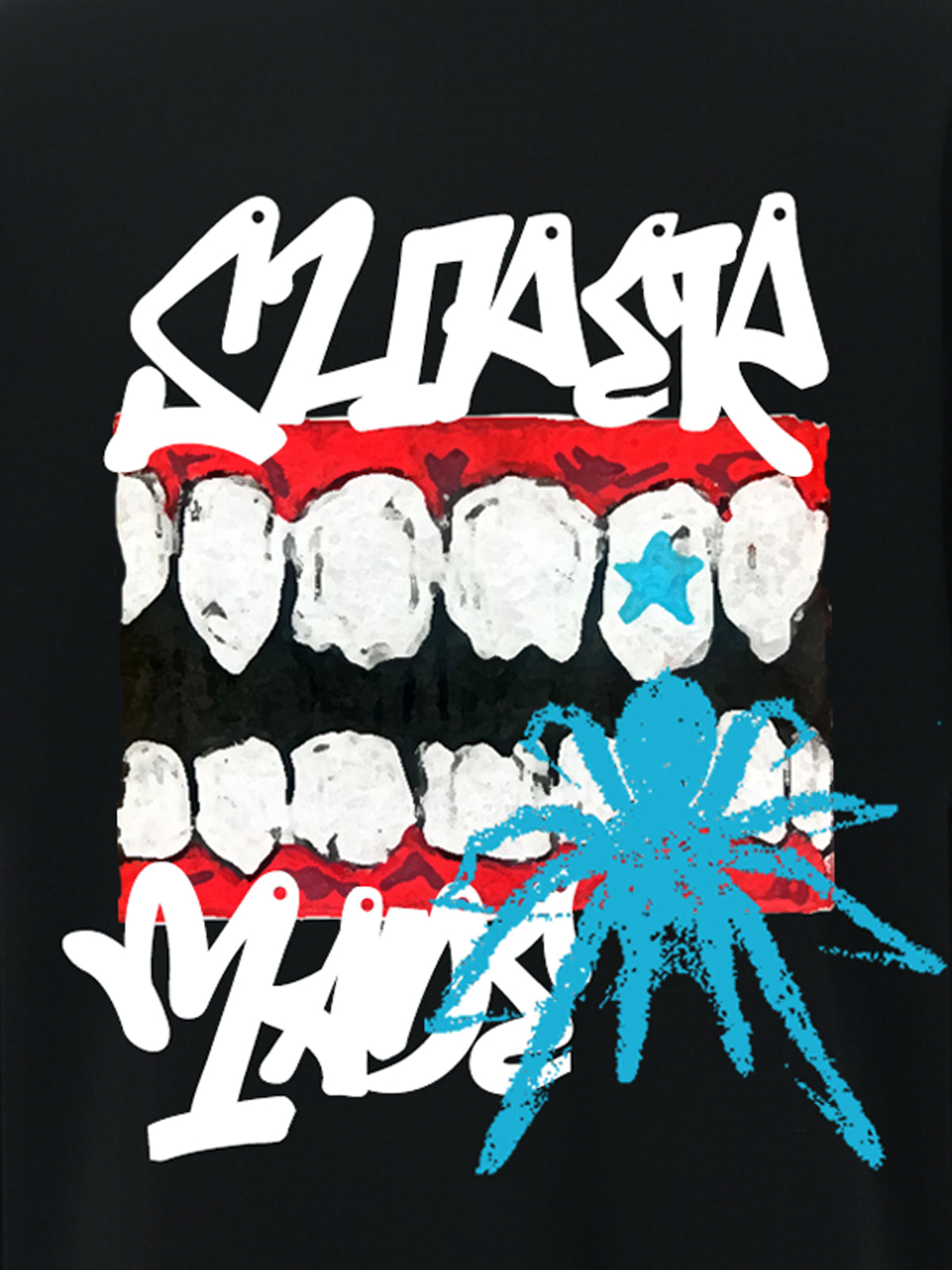 Oversized Flame Logo Skull Print T-Shirt with Ripped Hem 