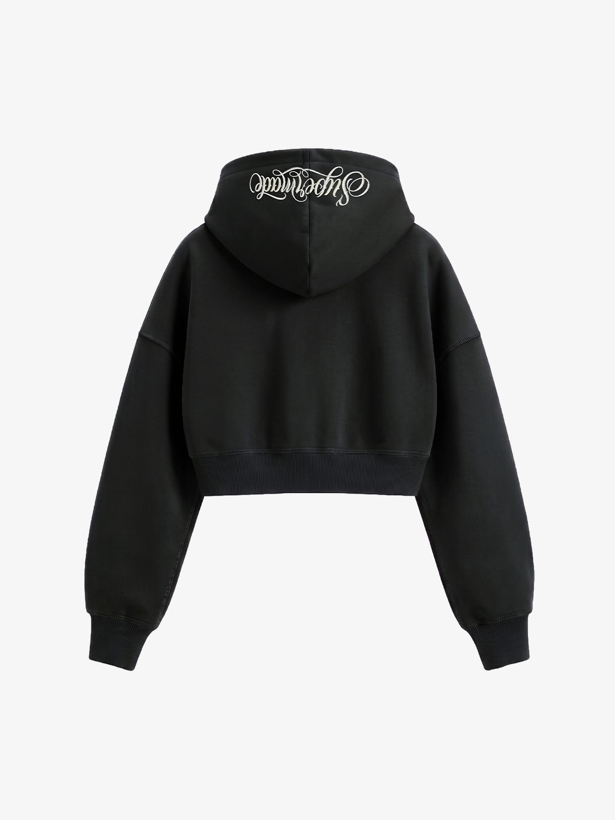 Faux Fur Hooded Sweatshirt with Embroidered Scorpion Graphic