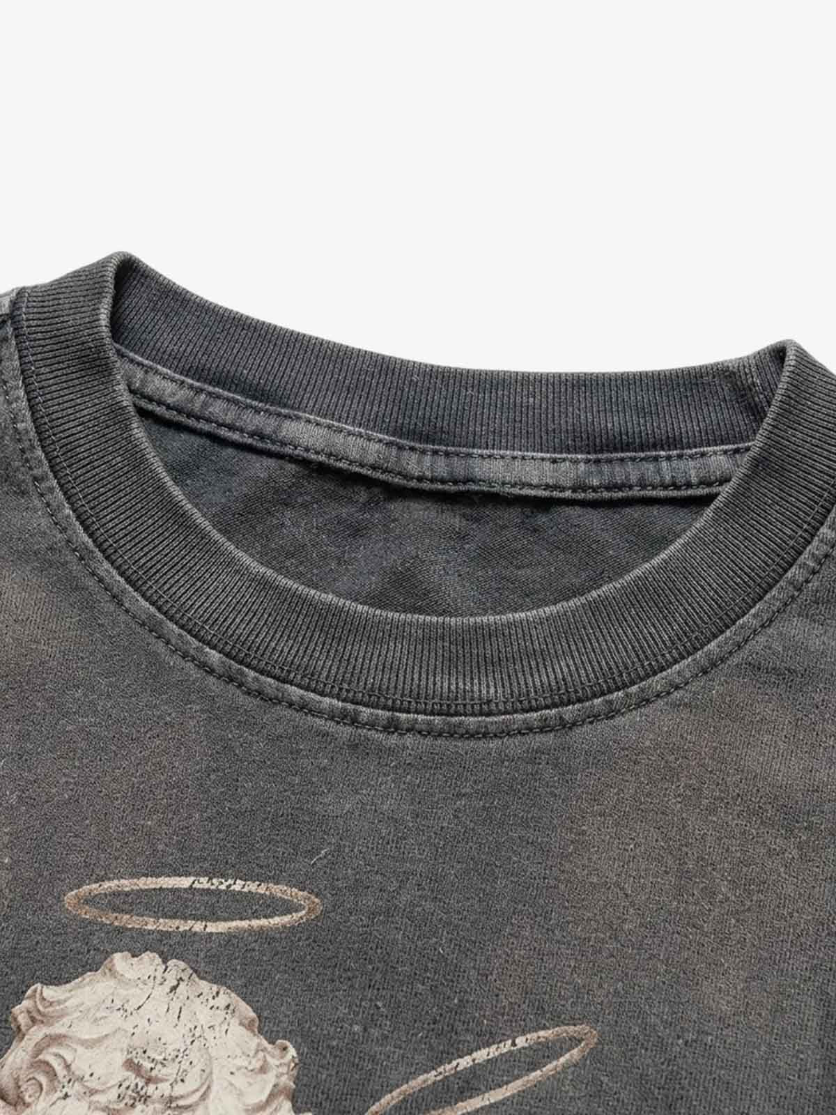 Angel Gun Graphic Distressed Long Sleeve Tee
