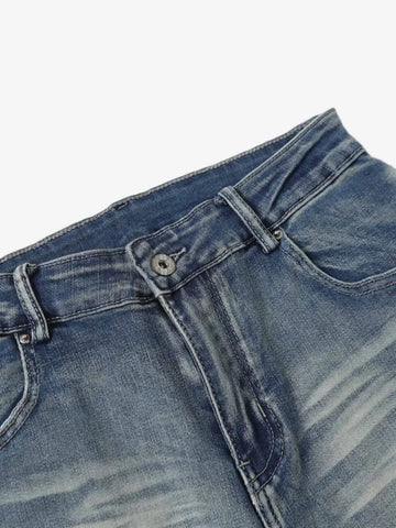 Washed Panel Seam Flare Jeans 