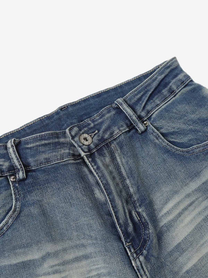 Washed Panel Seam Flare Jeans