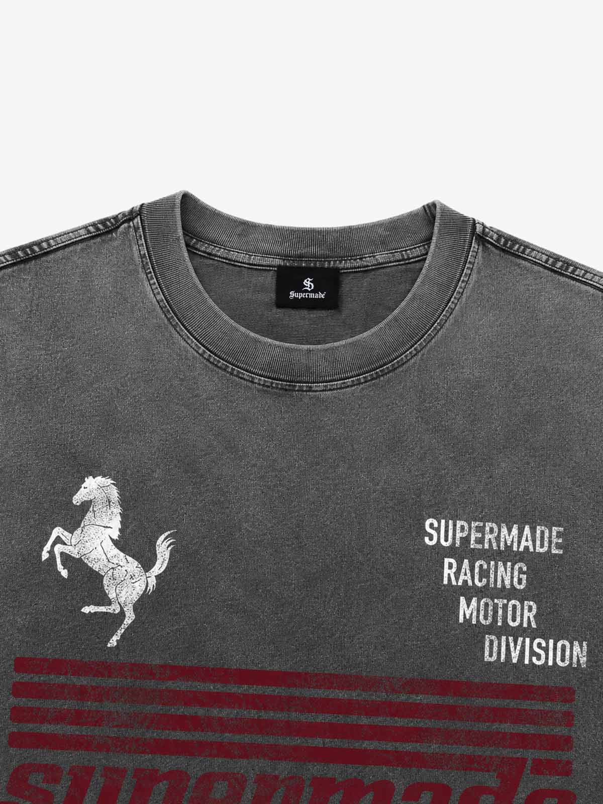 Horse Graphic Garment-Washed Distressed Tee