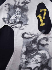 Portrait Graphic Contrast-Stripe Long Sleeve Tee