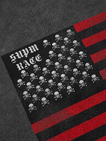 Skull Flag Graphic Washed Distressed Boxy Hoodie