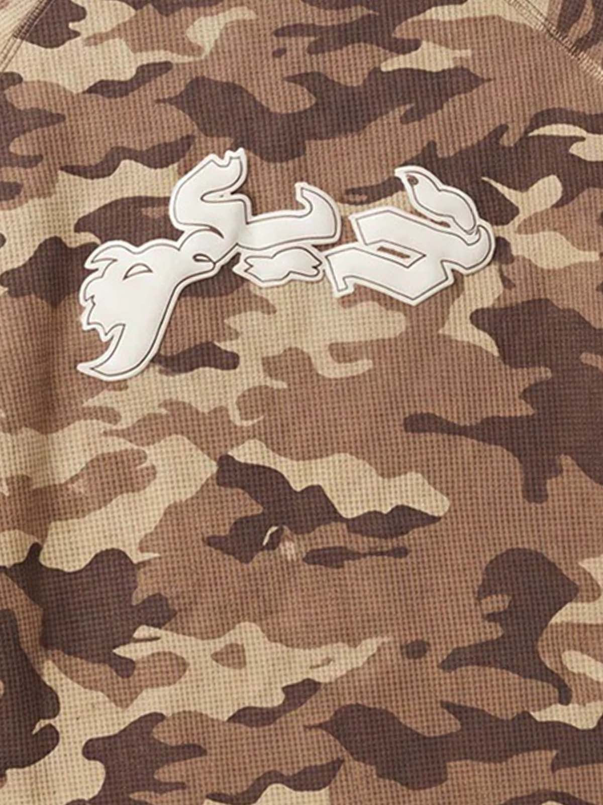 Desert Camo Puff Graphic Waffle Long Sleeve Tee