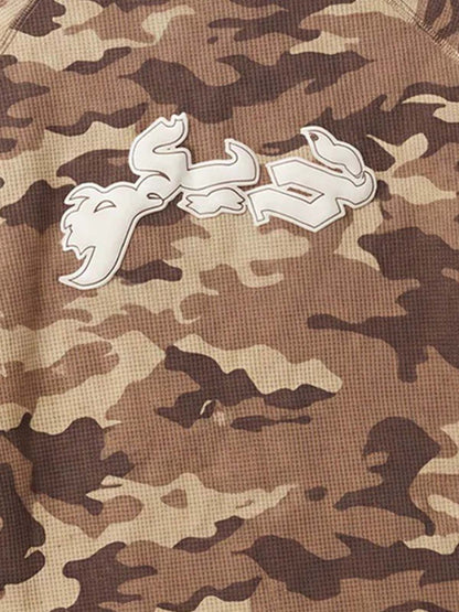 Desert Camo Puff Graphic Waffle Long Sleeve Tee