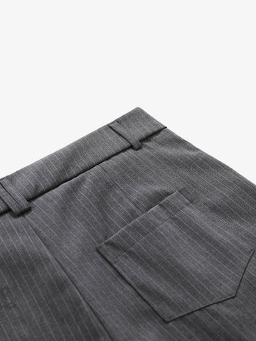 Pinstripe Double-Breasted Pleated Shorts 