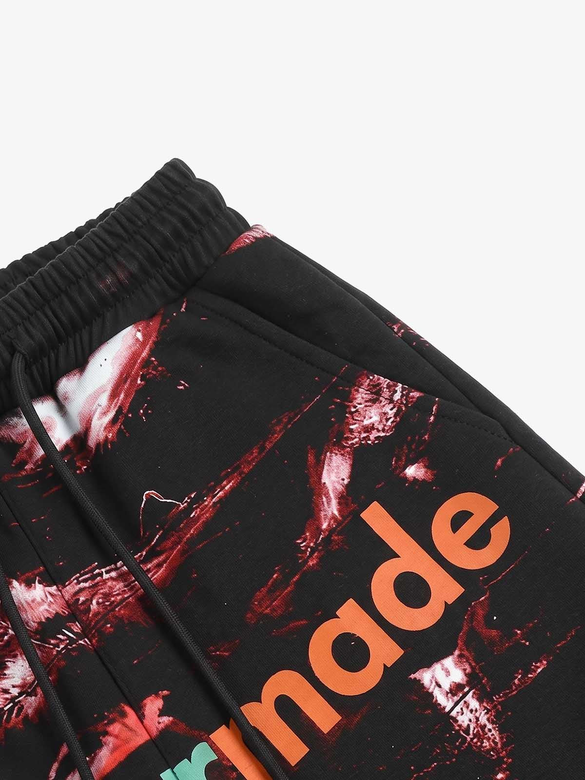 Washed Logo Graphic Elastic-Hem Pants