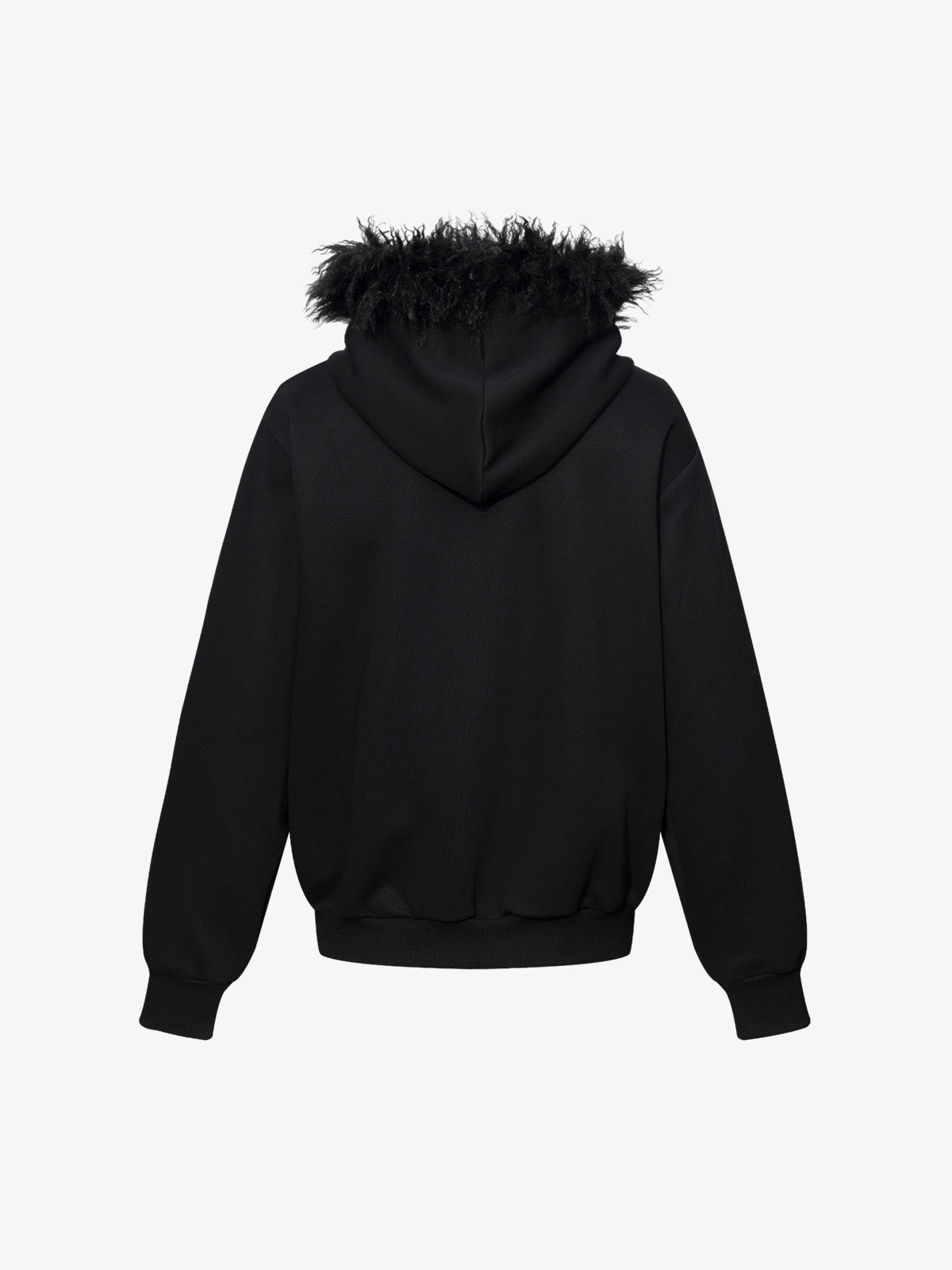 Studded Hooded Faux-Fur Collar Coat