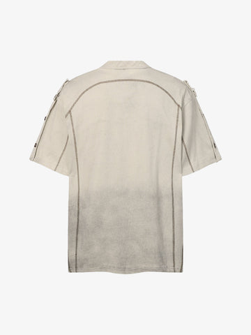 Vintage-Inspired Ombré Wash Henley Detail T-Shirt 