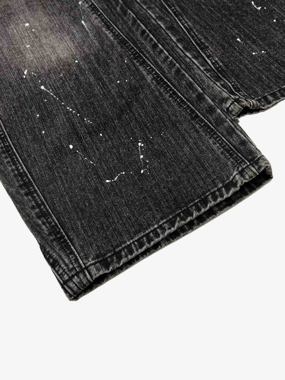 Paint Splatter Washed Wide Leg Denim Jeans