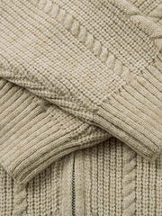 Cable Knit Zip-Up Sweater Jacket for Cozy Elegance 