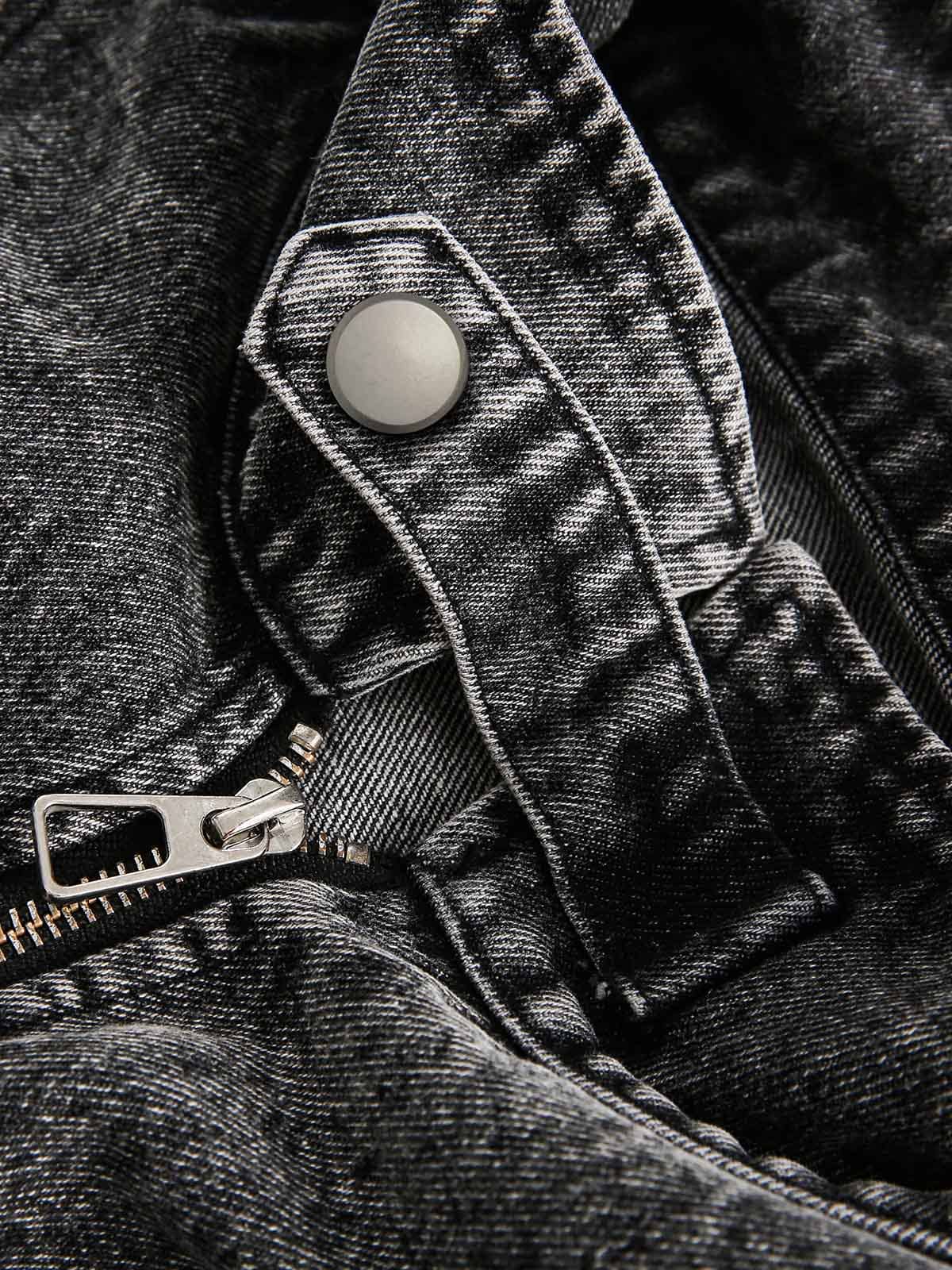 Deconstructed Stand Collar Denim Jacket 