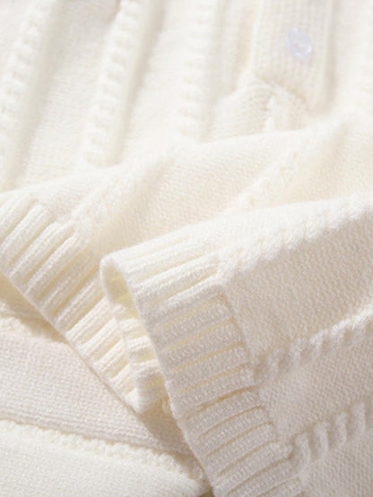 Retro Contrast Trim Ribbed Knit Polo Sweater 