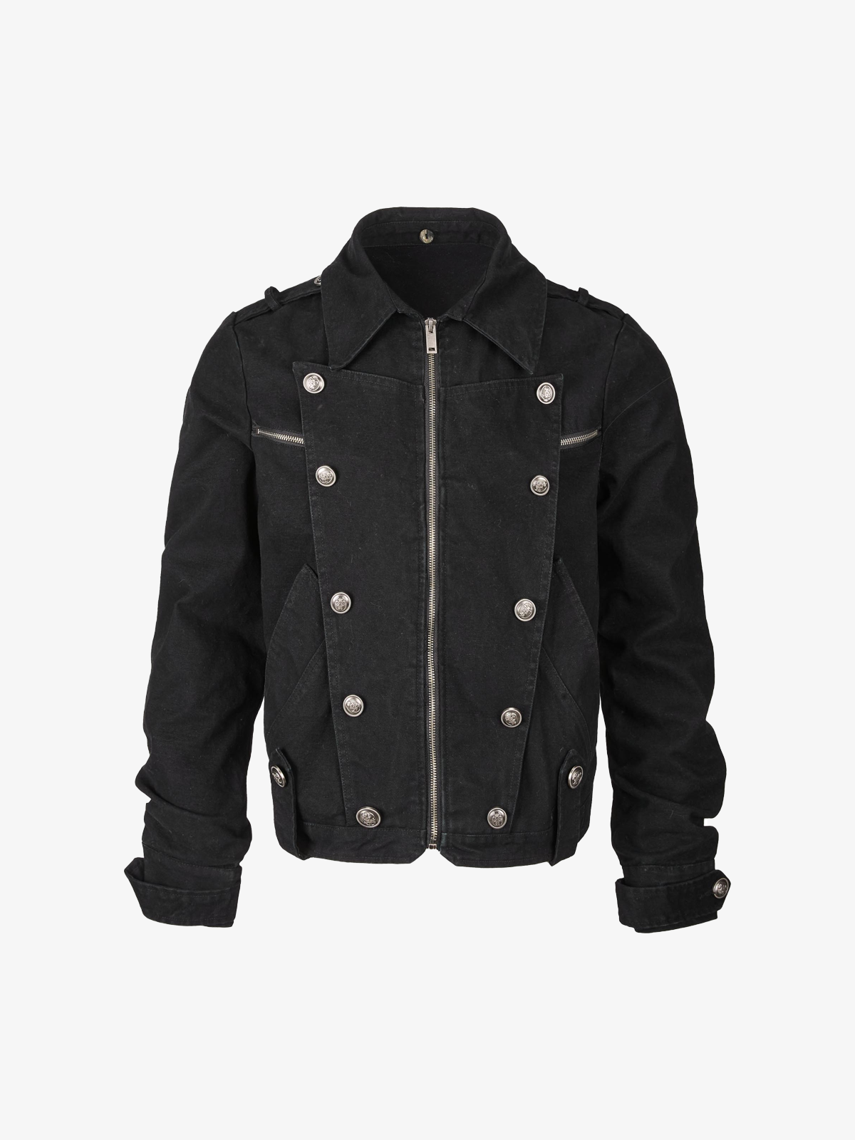 Detachable Striped-Hood Crop Jacket