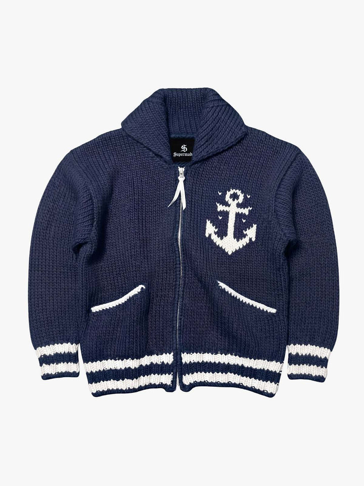 Anchor Guild Heavy-Gauge Zip Cardigan; Purplish Blue / S, Purplish Blue / M, Purplish Blue / L, Purplish Blue / XL, Purplish Blue / 2XL