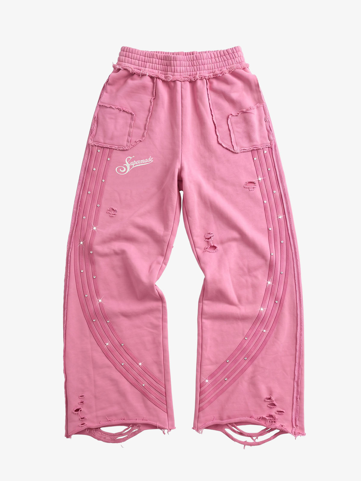 Asymmetrical Logo Embroidered Pants