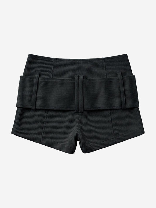 Cord-Shorts mit Nieten und doppelter Knopfleiste