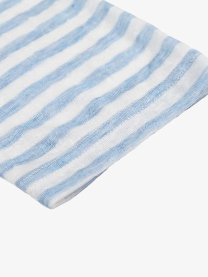 Striped Off-Shoulder Henley T-Shirt 