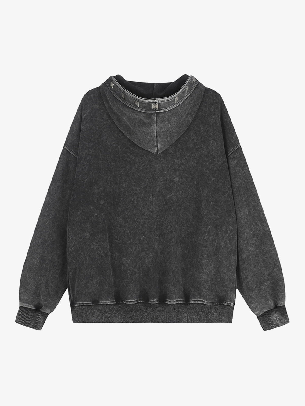 Studded Washed Distressed Zip Hoodie
