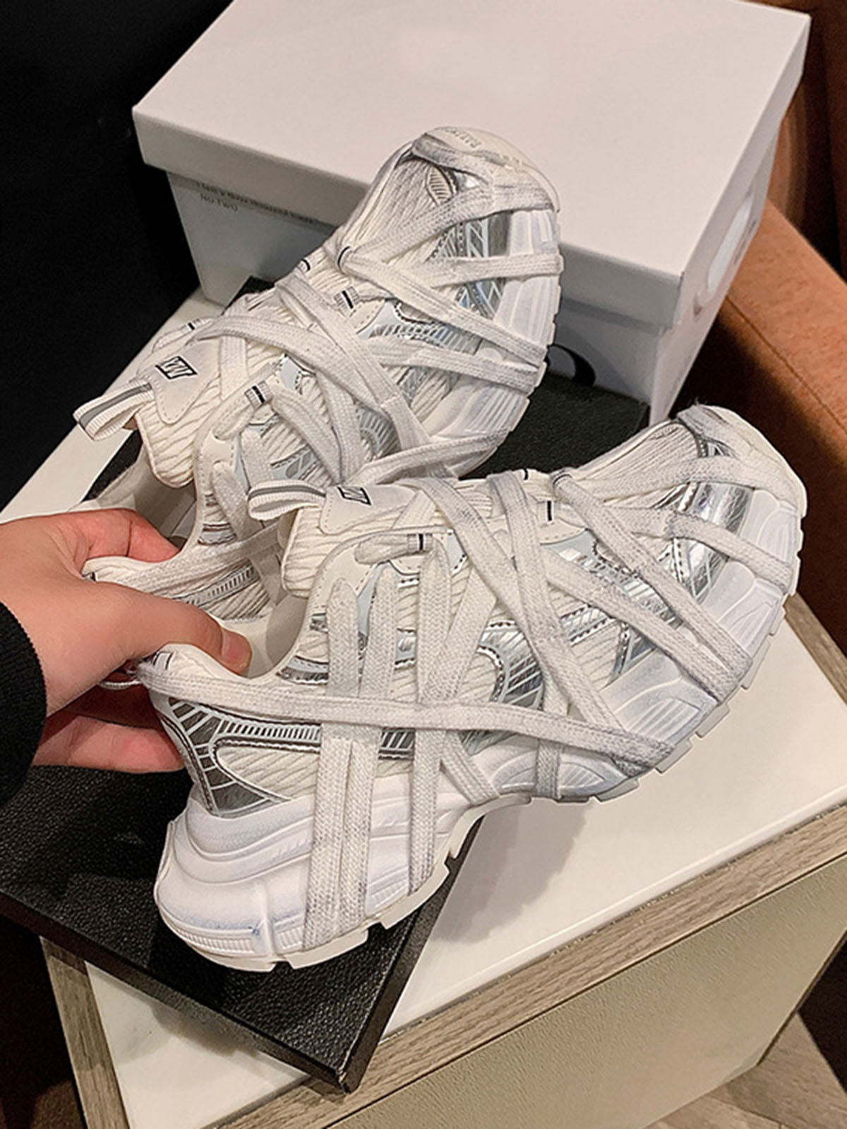 Women's High Top Platform Sneakers - Jumbo Lace-up Thick Sole Casual Walking Shoes