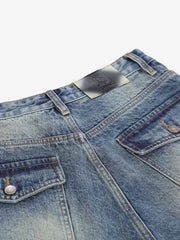 Panel Stitch Wide Leg Denim Jorts 