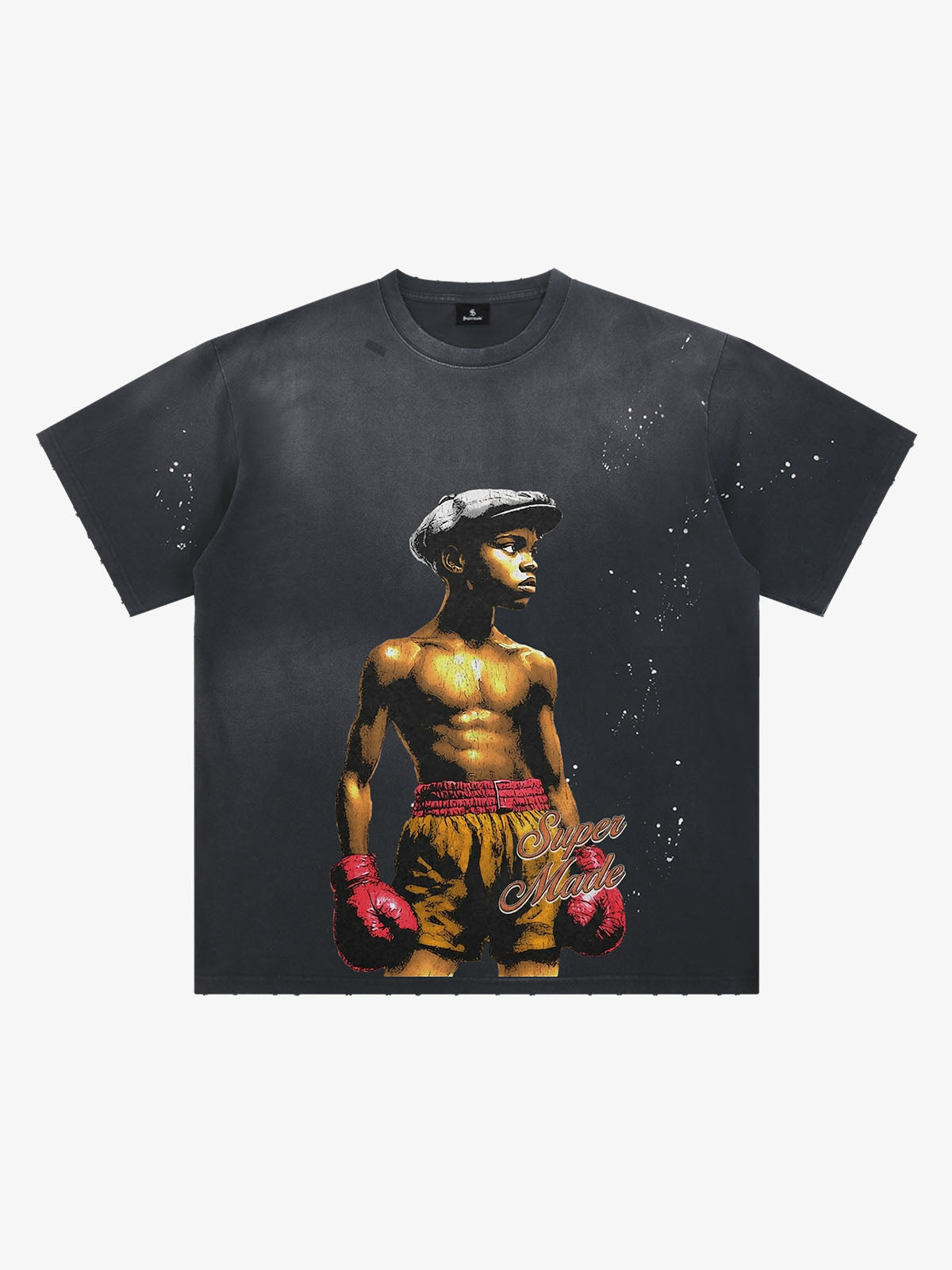 ブラックのオーバーサイズグラフィックTシャツ