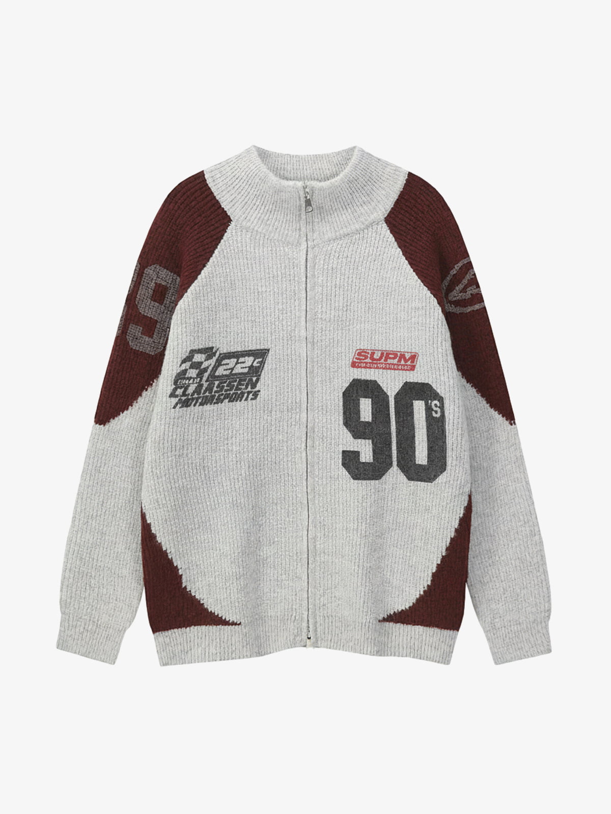 Stylish Contrast Panel Zip-Up Sweater for Casual and Sporty Looks 