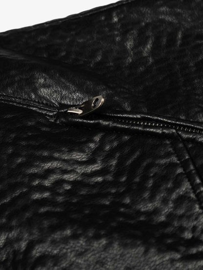 Street Functional PU Leather Panel Workwear Pocket Bomber Jacket 