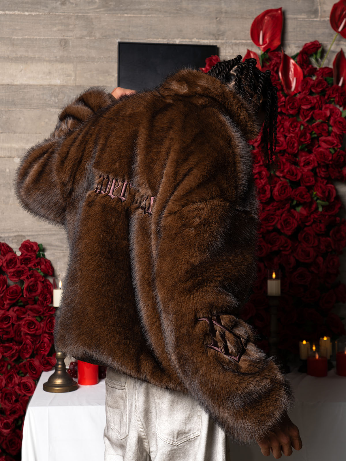 Supermade Embroidered Luxury Faux Fur Jacket 