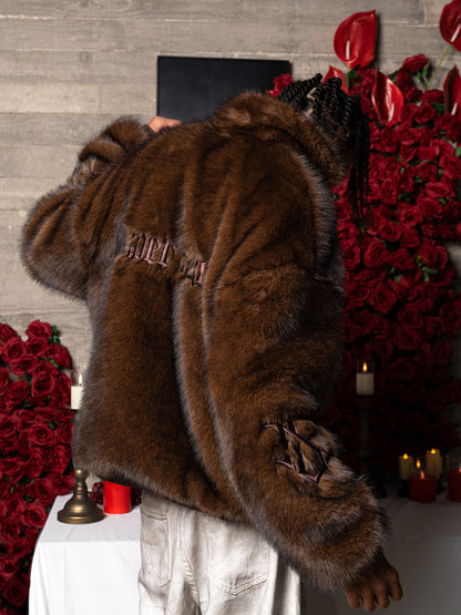 Supermade Embroidered Luxury Faux Fur Jacket 