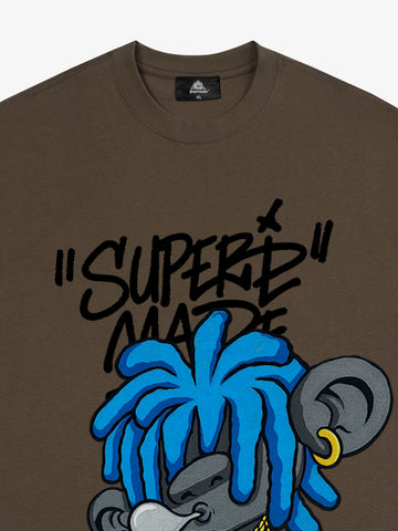 Thesupermade Graffiti Trend Blue Dreadlock Boy T-Shirt 