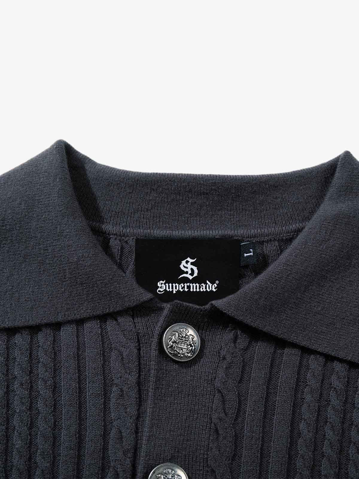 Vintage Cable Knit Polo Shirt