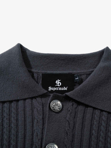 Vintage Cable Knit Polo Shirt