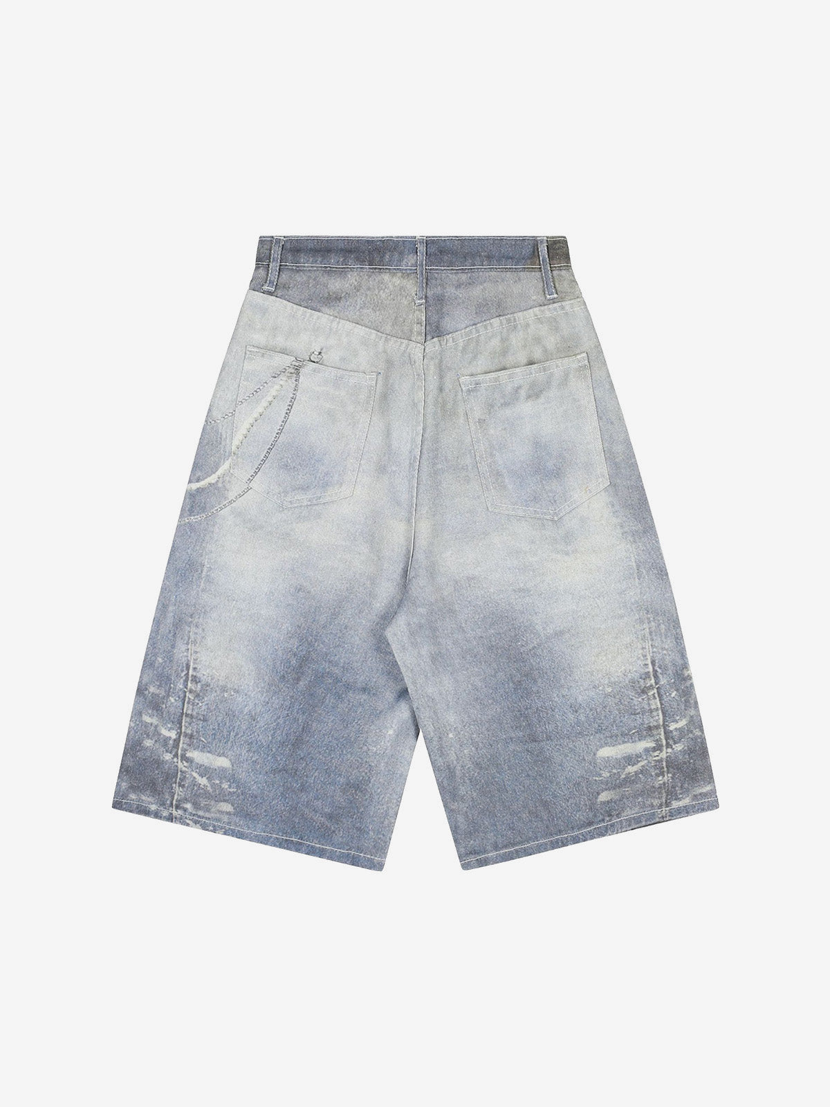 Thesupermade American Street 3D Print Retro Washed Denim Shorts 