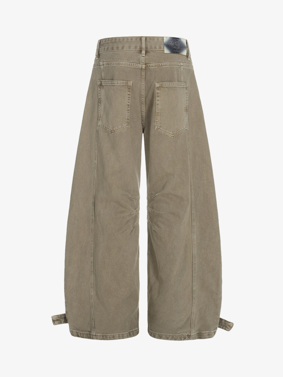 Olive Green Wide-Leg Cargo Pants with High Waist and Multiple Pockets 