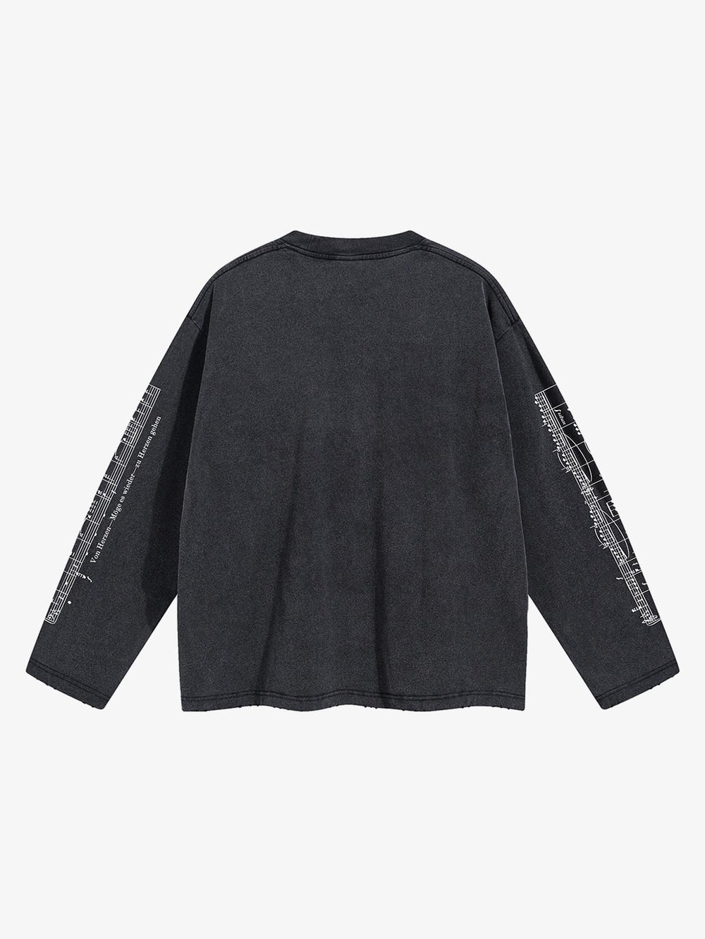 Music Score Graphic Distressed Long Sleeve Tee